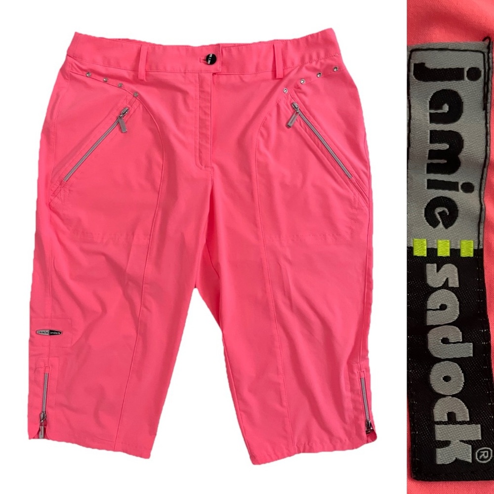 JAMIE SADOCK Neon Coral Cropped ATHLETIC Golf Pickleball Sports PANTS Size 6